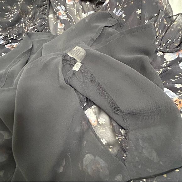 Ulla Johnson Dakota Silk Drawstring Waist Long Sleeve Floral Navy Dress Size 0 - Picture 16 of 16